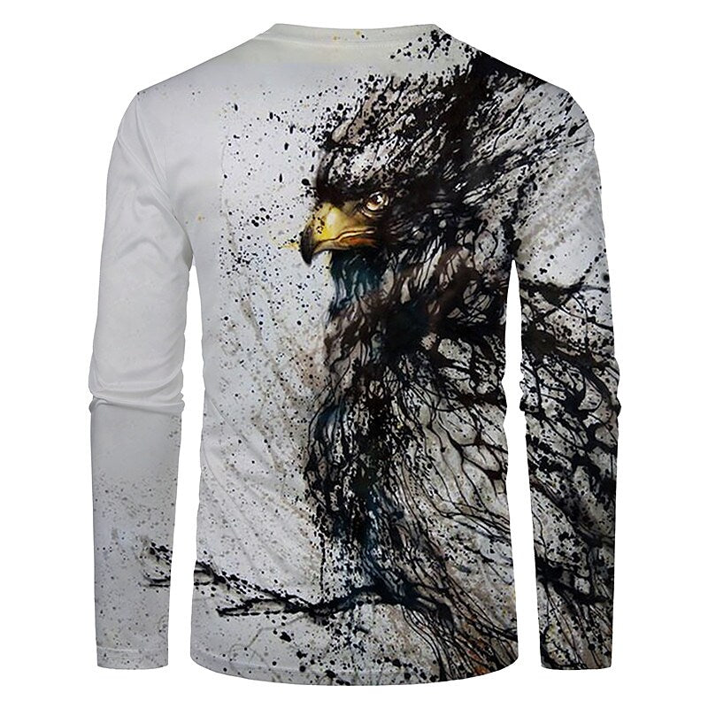 Men's Unisex T shirt 3D Print Graphic Prints Eagle Crew Neck Daily Hol Gray M