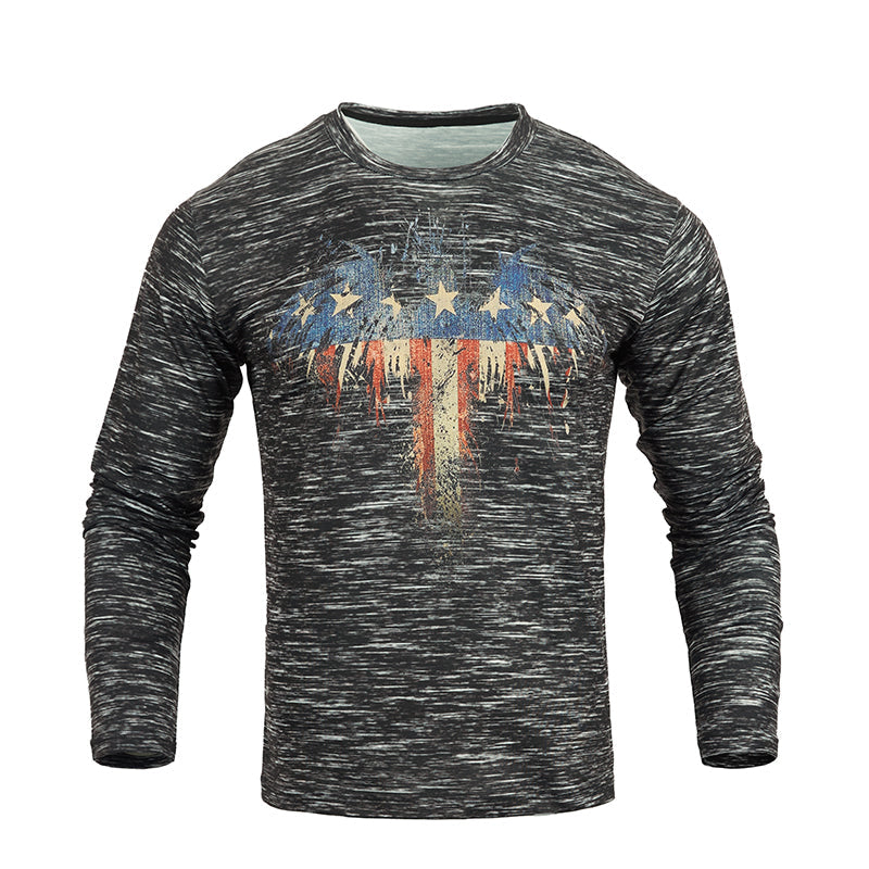 Men's Patriotic American Flag Graphic Long Sleeve T-shirts