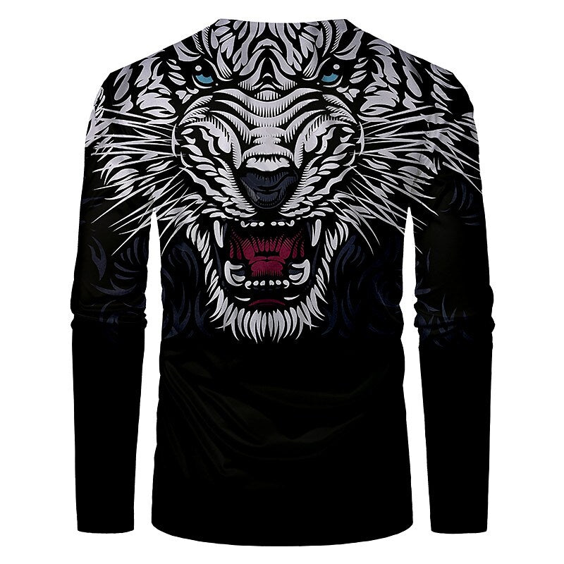 Men's Unisex T shirt 3D Print Graphic Prints Tiger Crew Neck Daily Hol Black M