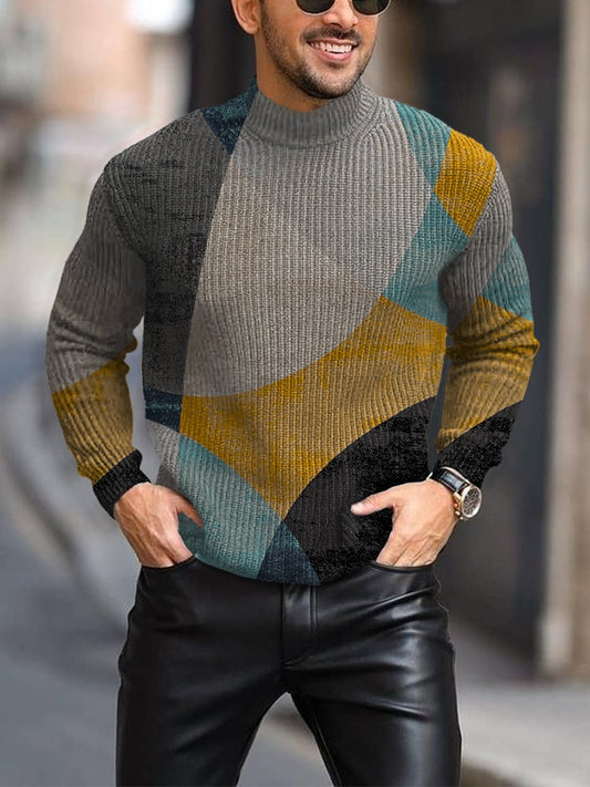 Men's Casual Abstract Printing round Neck Sweater