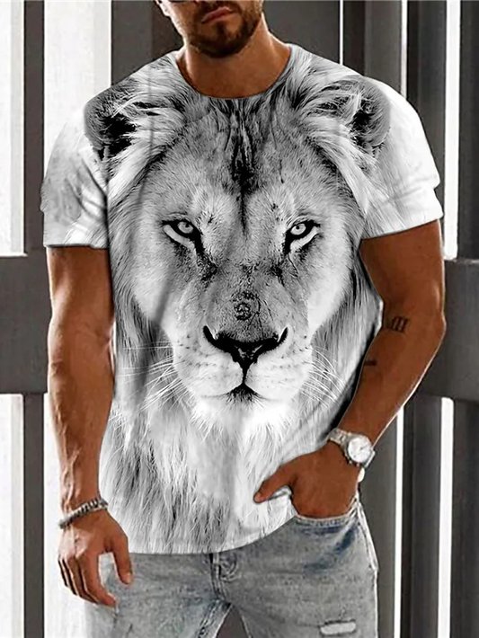 Men's 3D Abstract Print T-Shirt Gray S