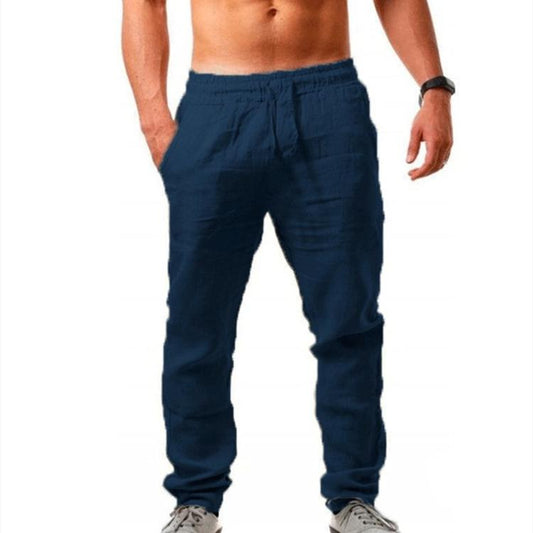 Men's cotton and linen loose casual sports trousers