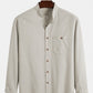 Mens Cotton Linen Stand Collar Button Pocket Basics Long Sleeve Shirts