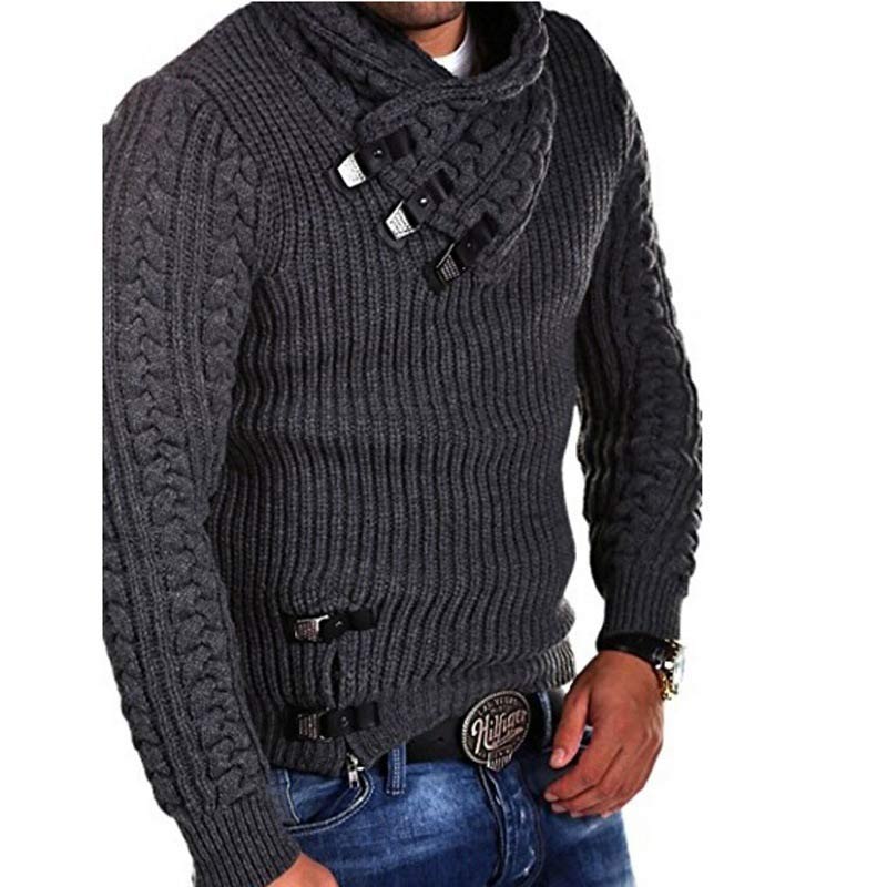 Men Solid Color Vertical Knit Sweater