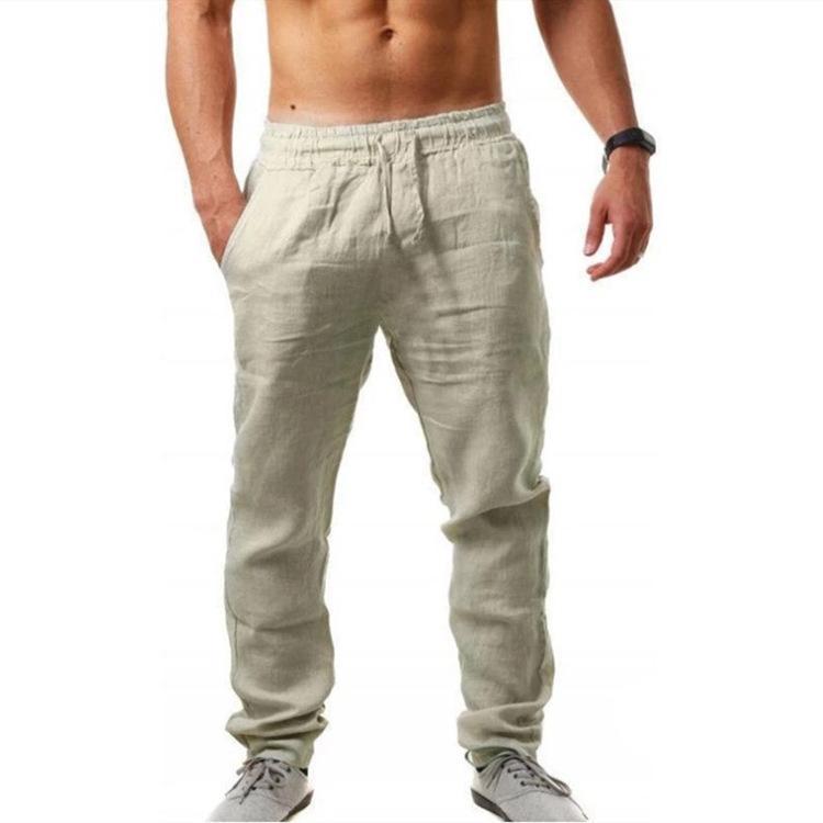 Men's cotton and linen loose casual sports trousers