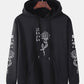 Mens Rose Japanese Print Cotton Drawstring Hoodies With Kangaroo Pocket