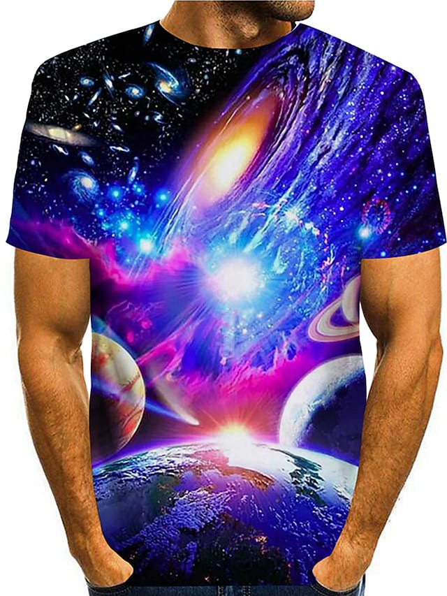 Men's 3D abstract print T-shirt Blue S