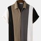 Mens Knit Wide Striped Stitching Zip Golf Shirt Casual Two Pieces Outfits SKUI11386