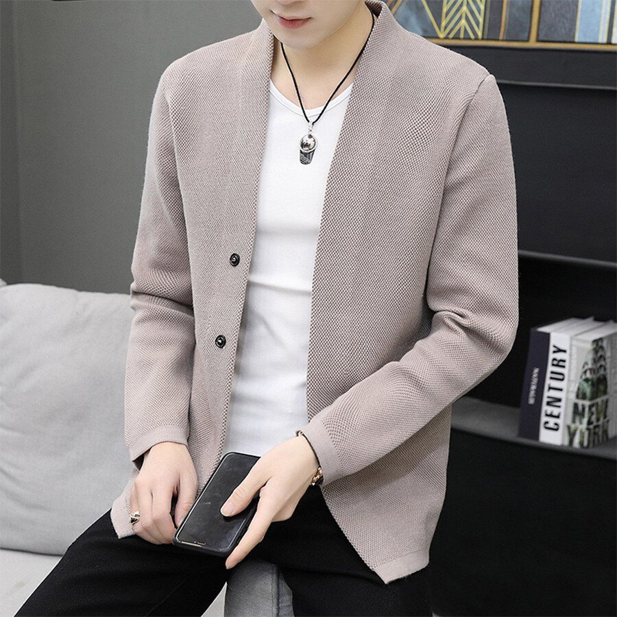 Men&#039;s Casual Knitted Cardigan Top Black XL