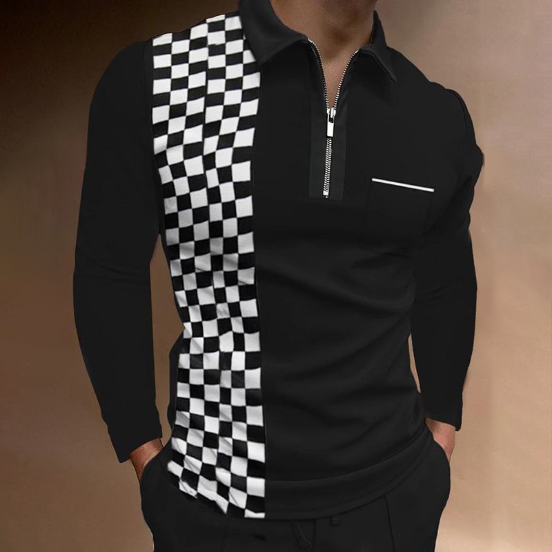 Men's Lapel Zip Polo Shirt