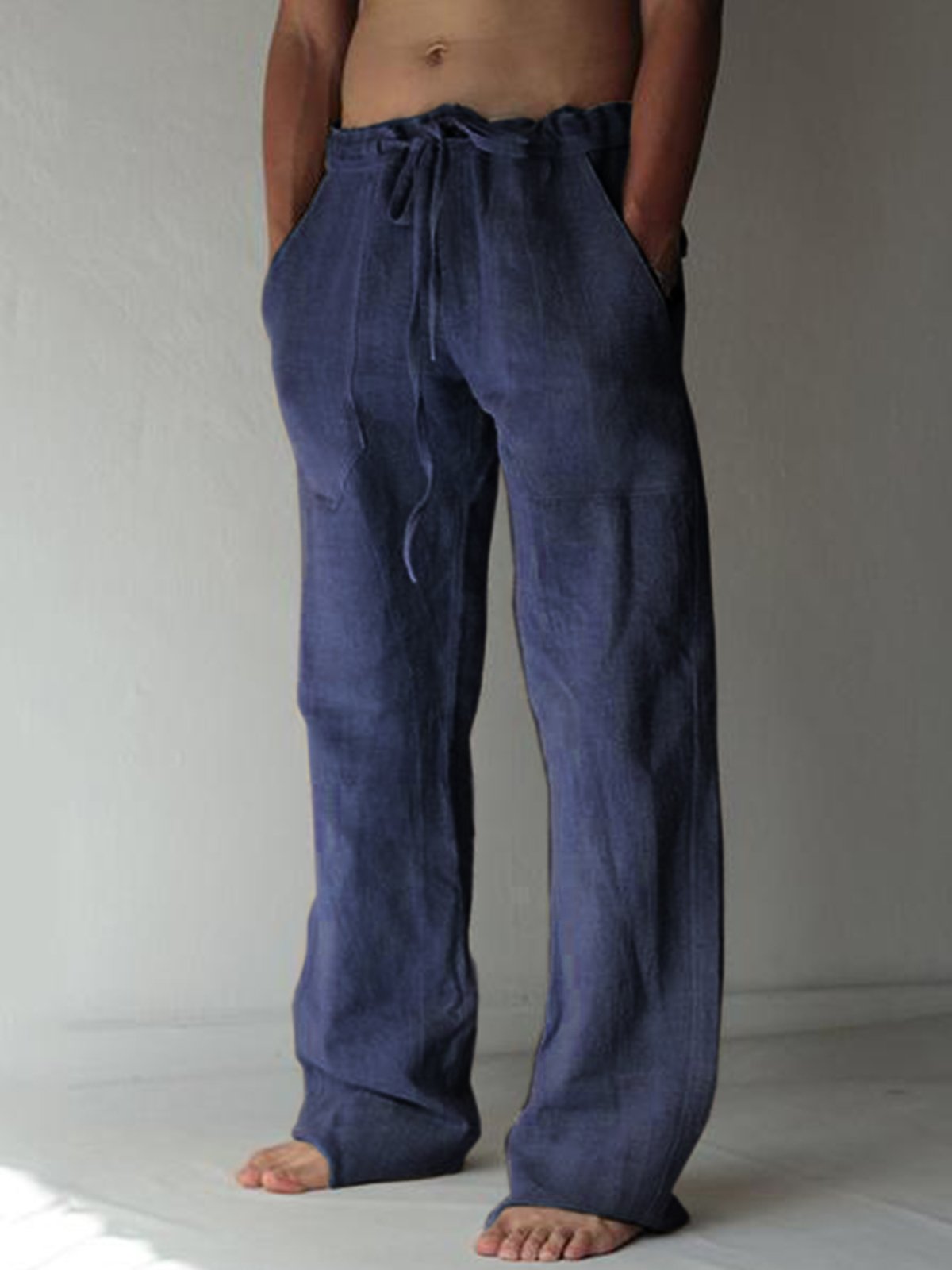 Men's linen pocket casual trousers