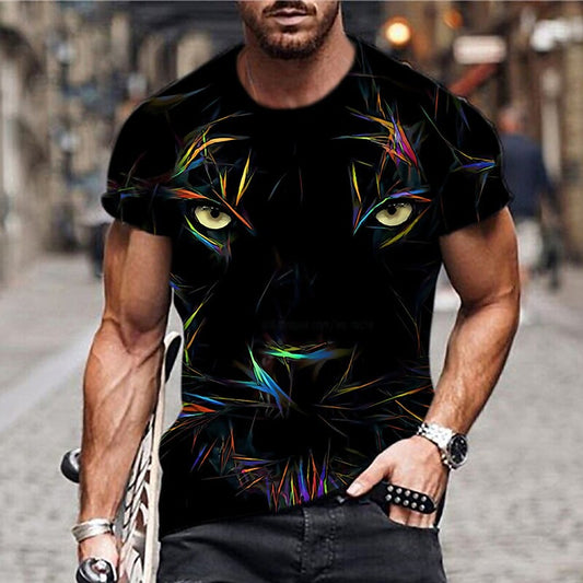 Men's Unisex T shirt 3D Print Graphic Prints Tiger Animal Crew Neck Da Black S