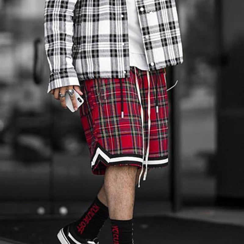 Men's Vintage Plaid Basketball Shorts