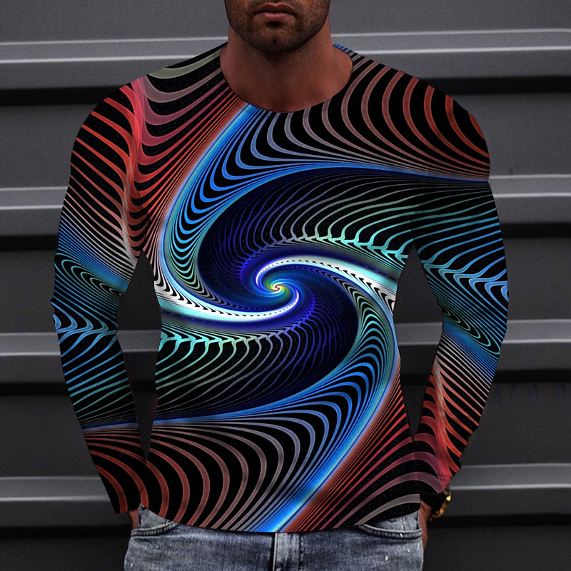 Men's 3D Abstract Print T-Shirt Color S