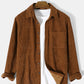 Mens Solid Lapel Corduroy Basics Long Sleeve Shirts With Pocket