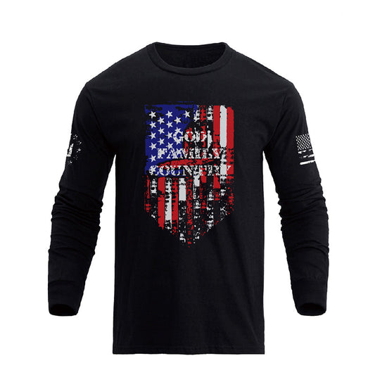 Men's GOD FAMILY COUNTRY American Flag Long Sleeve T-Shirt