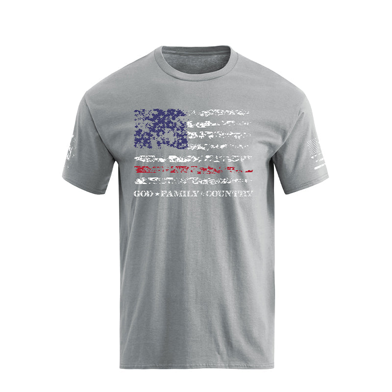 Men's GOD FAMILY COUNTRY American Flag Graphic T-Shirt