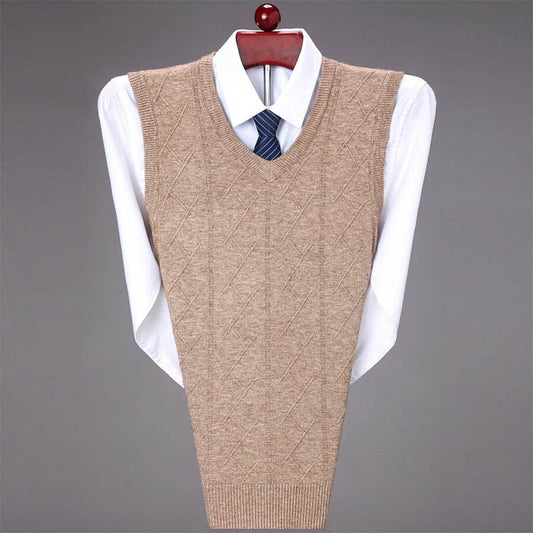 Men&#039;s Casual V-Neck Waistcoat Sweater Knit Sweater Black M