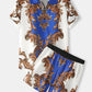 Mens European Style Baroque Print Button Up Street Two Pieces Outfits