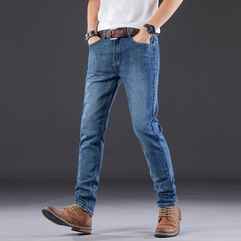 Men's casual loose straight-leg jeans