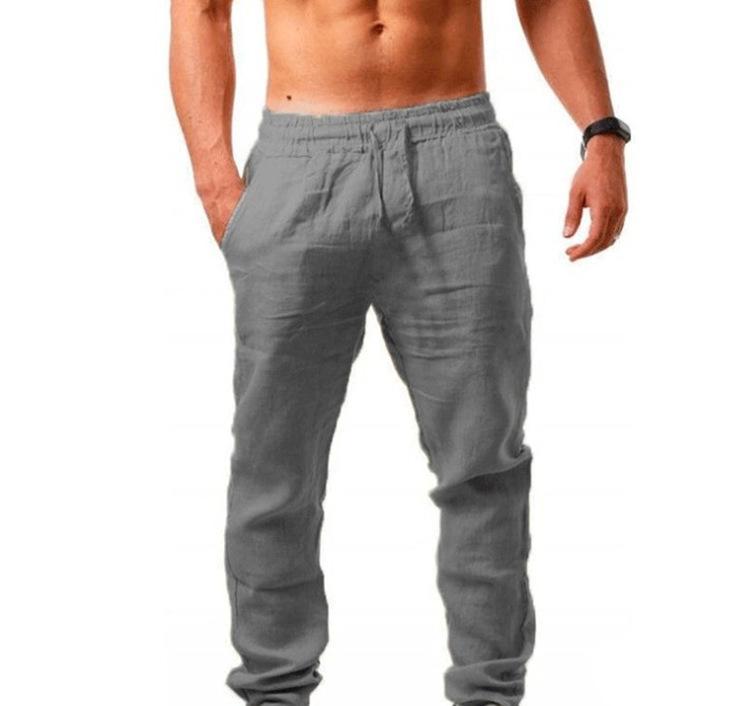 Men's cotton and linen loose casual sports trousers