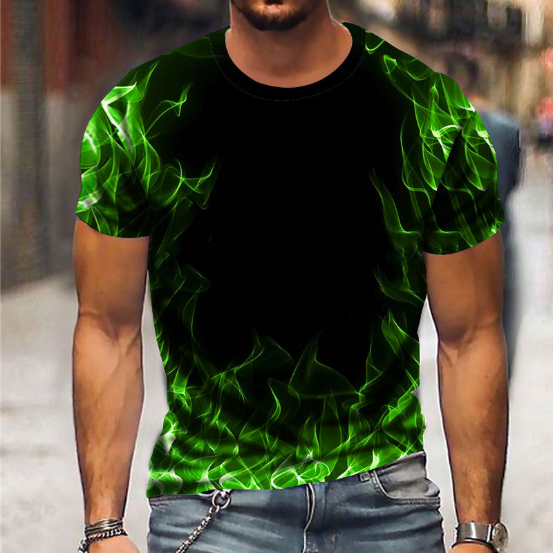 Men's 3D Abstract Print T-Shirt Blue S