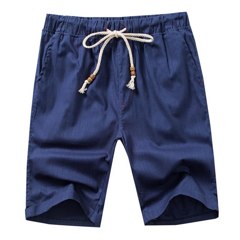 MANFLARE - Summer Mens Solid Color Cotton Linen Shorts