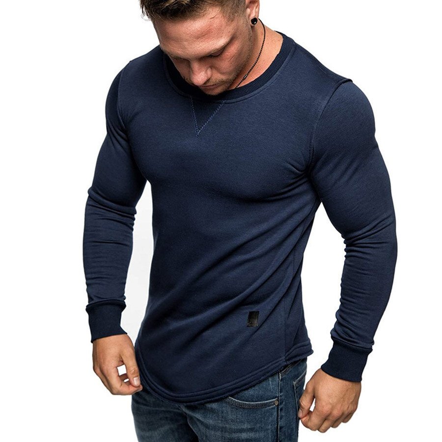 Men Long Sleeve Patchwork Casual Sweatshirt Grey M