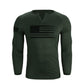 Men's American Flag Regular Fit 1/4 Button V-neck Long Sleeve T-shirts