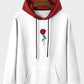 Mens Rose Print Contrast Casual Drawstring Hoodies With Kangaroo Pocket