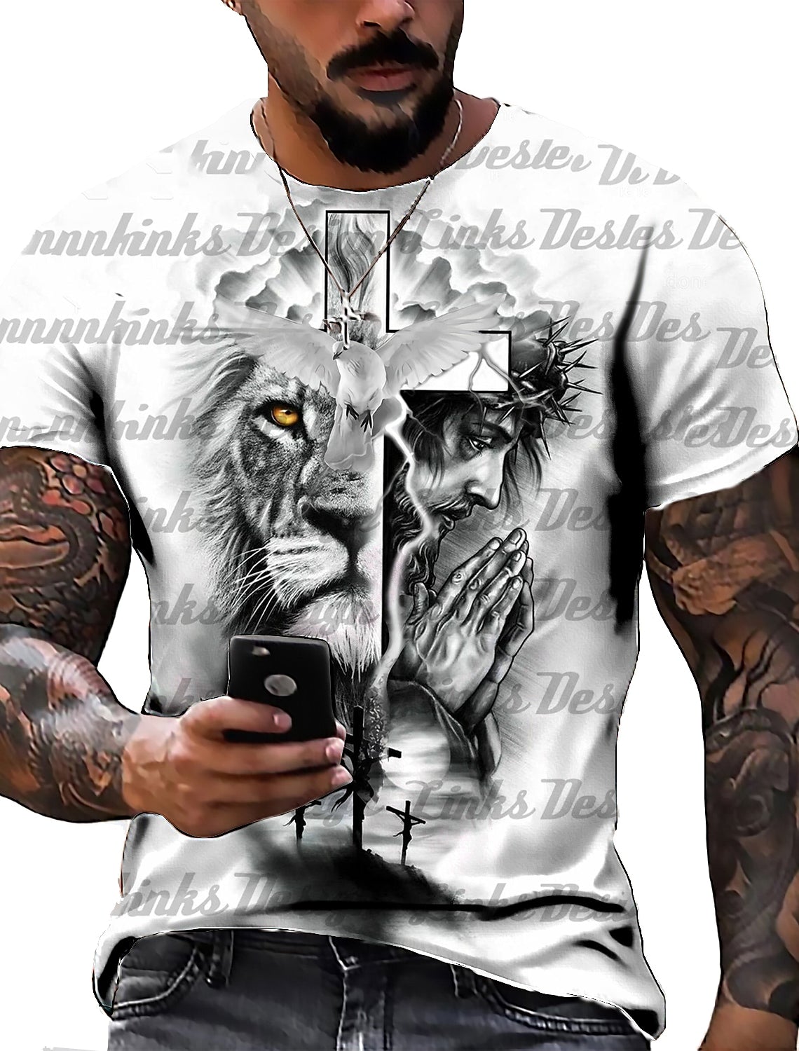 Men's Tee T-shirt Shirt 3D Print Graphic Prints Lion Print Short Sleeve Daily Tops