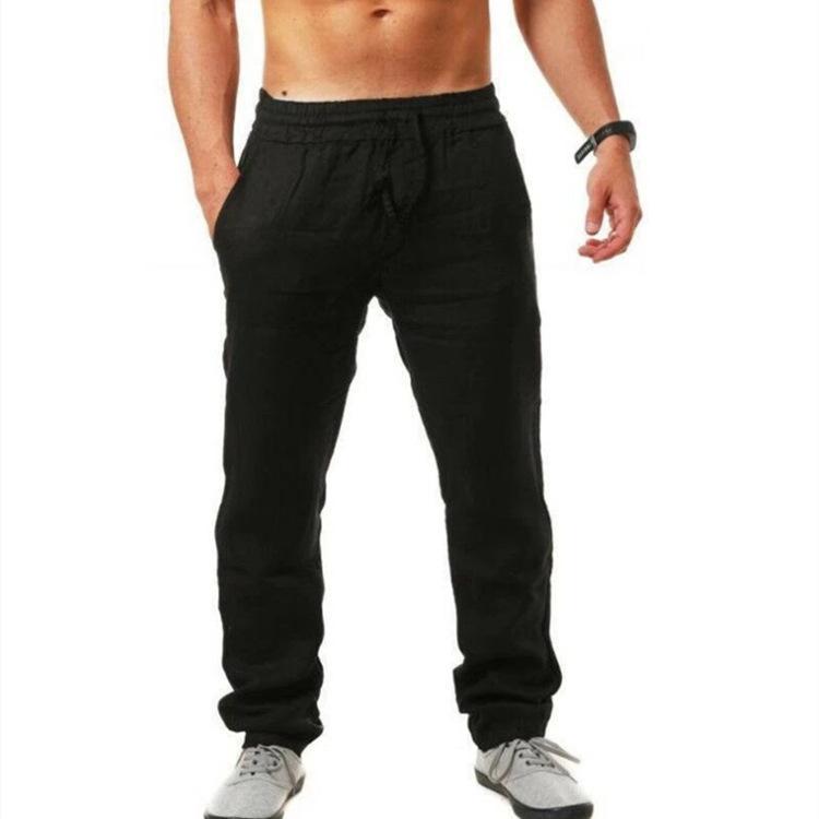 Men's cotton and linen loose casual sports trousers