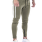 Men's Slim Stretch Waist Two-Bar Striped Print Sweatpants Army Green XL