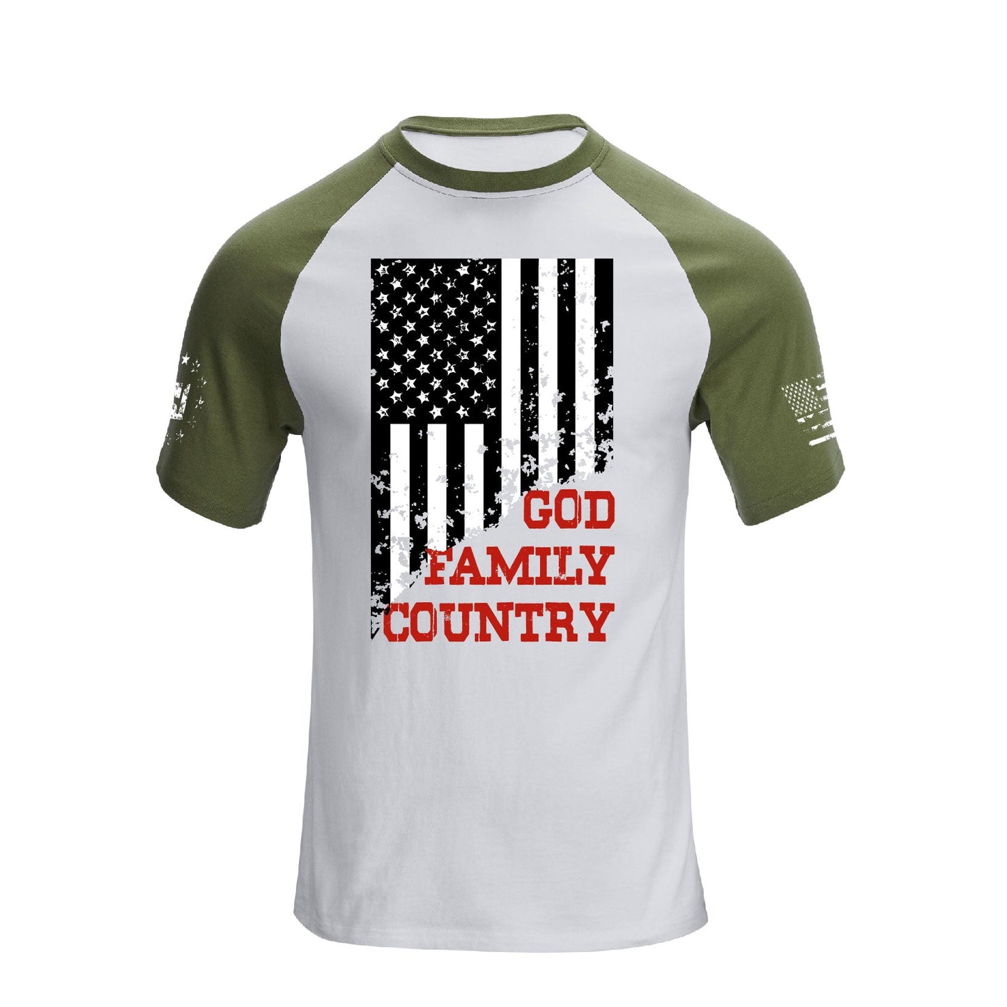 Men's 100% Cotton American Flag GFC Raglan Sleeve Short-sleeve Graphic T-shirts