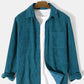 Mens Solid Lapel Corduroy Basics Long Sleeve Shirts With Pocket