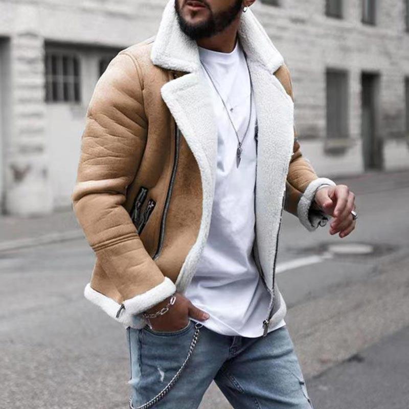 Men Solid Color Shawl Lapel Coat