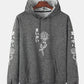 Mens Rose Japanese Print Cotton Drawstring Hoodies With Kangaroo Pocket