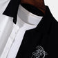 Men Contrast Color Patchwork Lapel 100% Cotton Long Sleeve Shirts