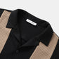 Mens Colorblock Stitching Knitted Revere Collar Short Sleeve Shirt