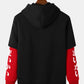Mens Rose Japanese Sleeve Print 2 In 1 Casual Drawstring Hoodies