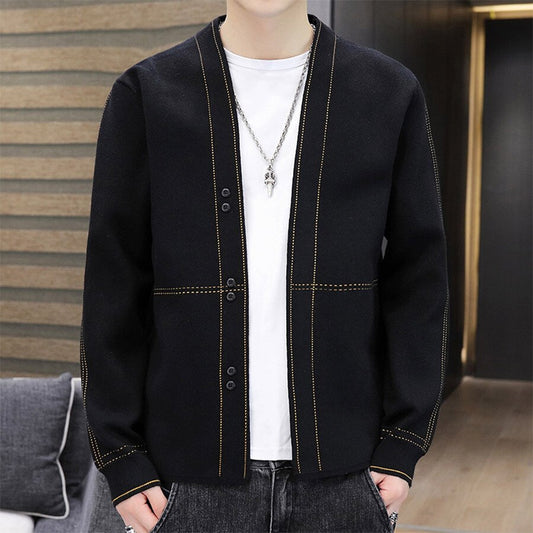 Men&#039;s Casual Knitted Cardigan Top Black M