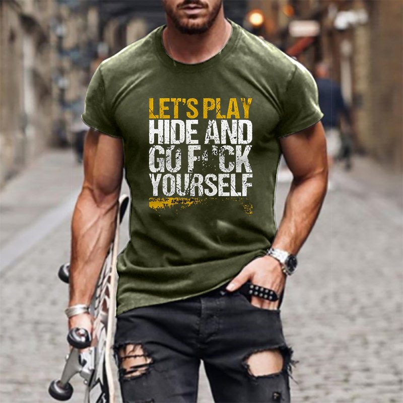 Let's Play Hidy Men's Tactical Casual Short Sleeve T-Shirt