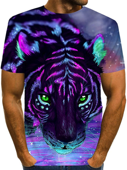 Men's 3D Abstract Print T-Shirt Purple S