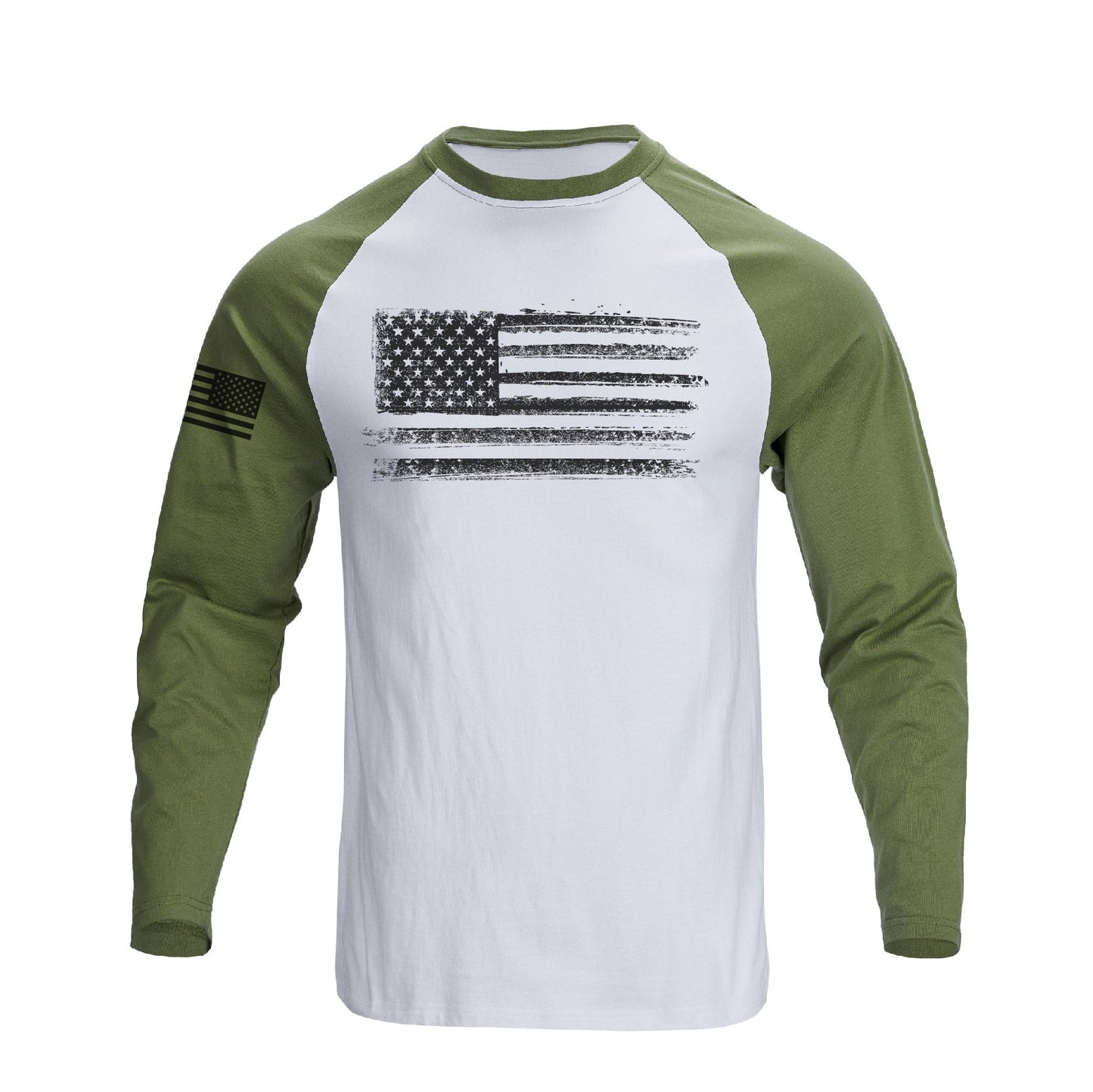 Men's Patriotic American Flag Raglan Sleeve Long Sleeve T-shirts