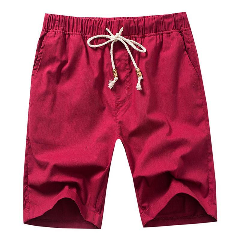 MANFLARE - Summer Mens Solid Color Cotton Linen Shorts