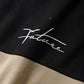 Mens Script Embroidered Two Tone Patchwork Hoodie Preppy Two Pieces Outfits