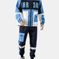Mens Colorblock Patchwork Letter Print Street Hooded Jacket Two Pieces Outfits