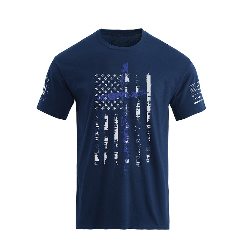 Men's American Flag Cross Overlay Graphic T-Shirt