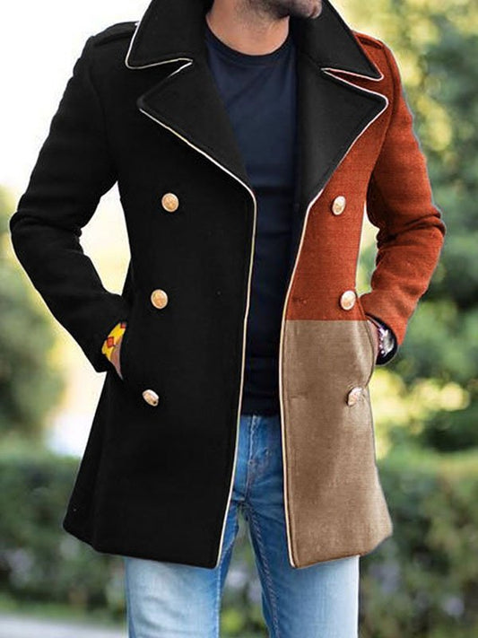 Men's Casual Three-Color Stitching Coat