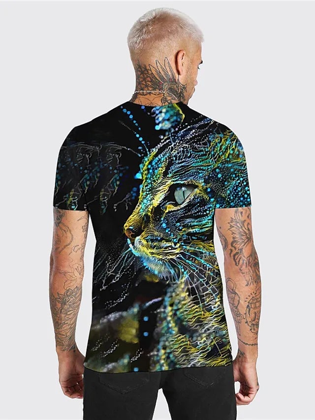 Men's Unisex T shirt 3D Print Graphic Prints Animal Crew Neck Daily Holiday Print Short Sleeve Tops Casual Designer Big and Tall Blue / Summer